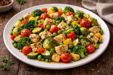 Нереально нежная курочка с овощами в духовке — вкусный и полезный ужин, пальчики оближешь Kandinsky 5.0 (18+)