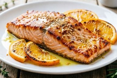 Нежность, сочность и аромат: красная рыба, запечённая в маринаде с апельсиновым джемом