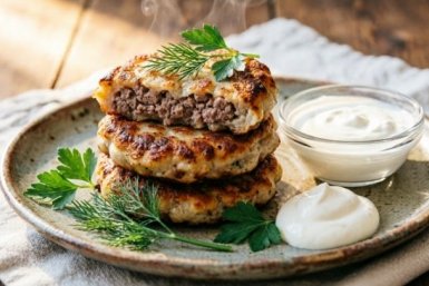 Мясные оладьи на кефире: оригинальные котлеты без лепки и лишней возни