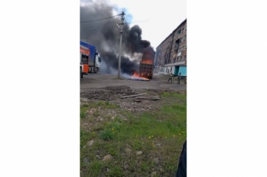 Самосвал вспыхнул в Нижнеудинске