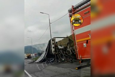 В районе Култука горела грузовая машина