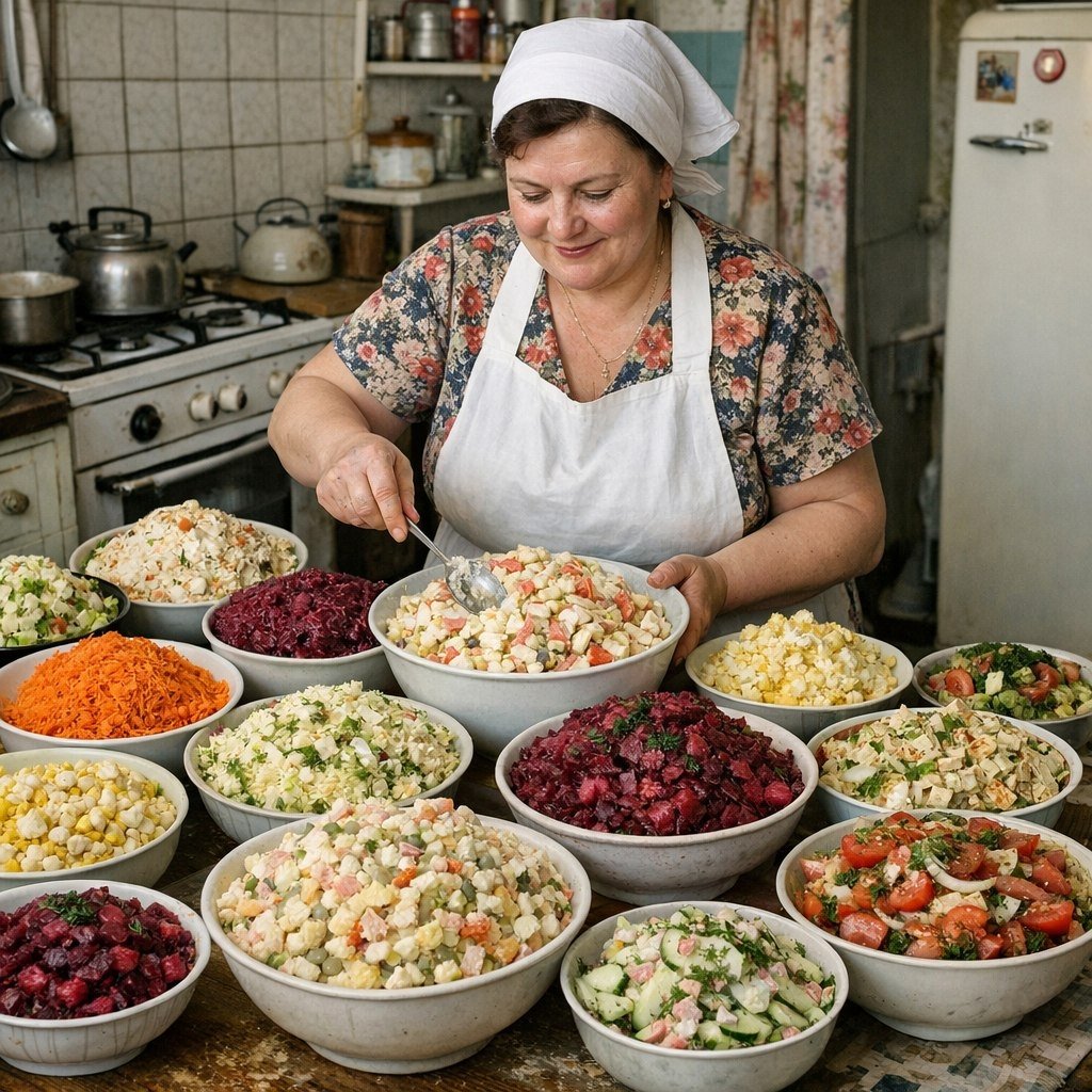 В СССР каждая хозяйка знала эти 10 салатов. Сможете угадать по рецептам? - ТЕСТ создано с помощью нейросети
