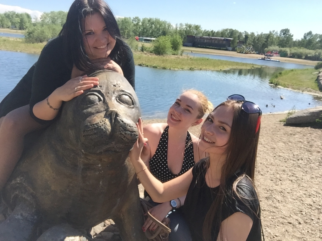 Скульптура нерпы и нерпенка