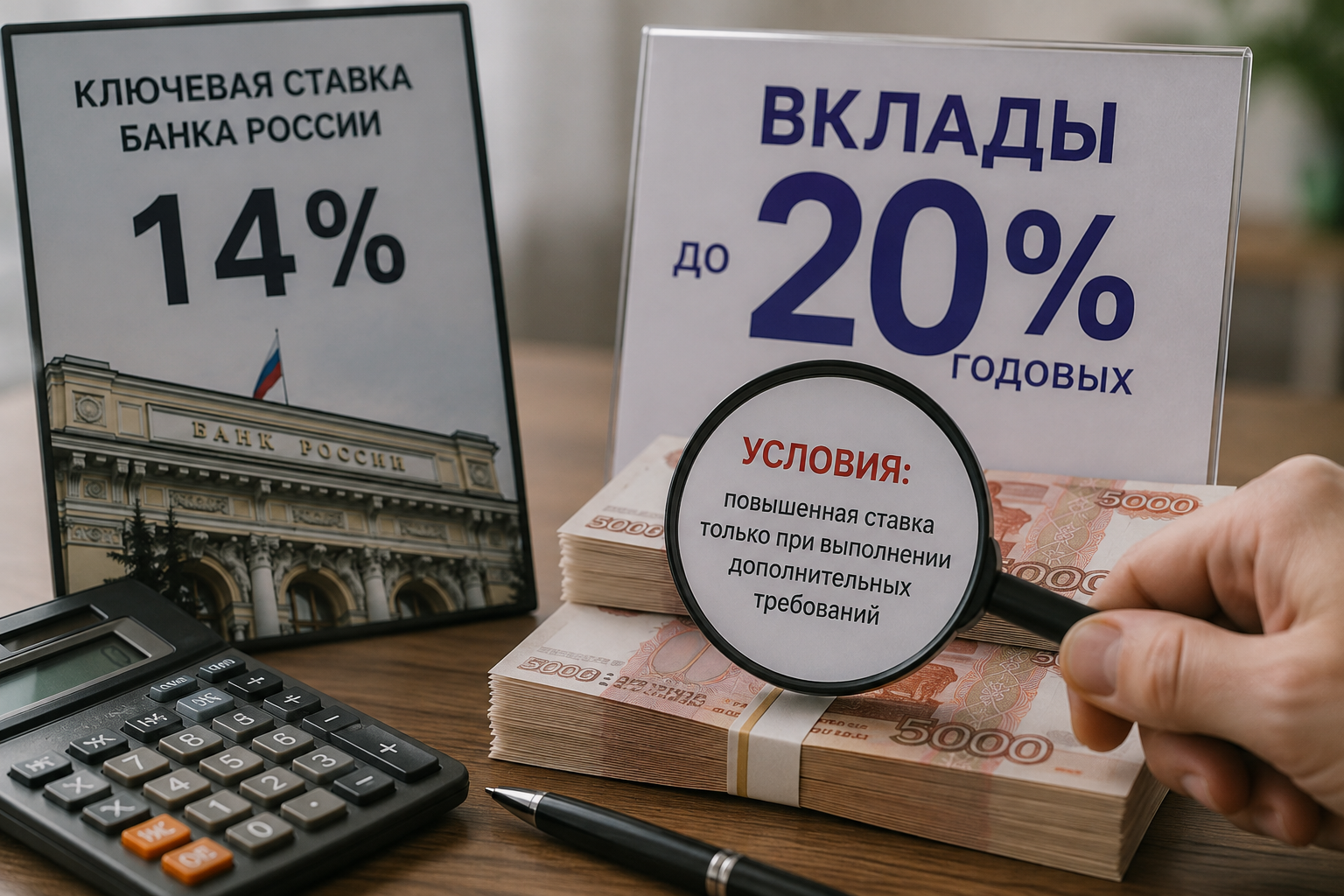 В чем подвох вкладов под 20% при ставке ЦБ 14% - всего 1 условие, и вас не облапошат создано при помощи ИИ