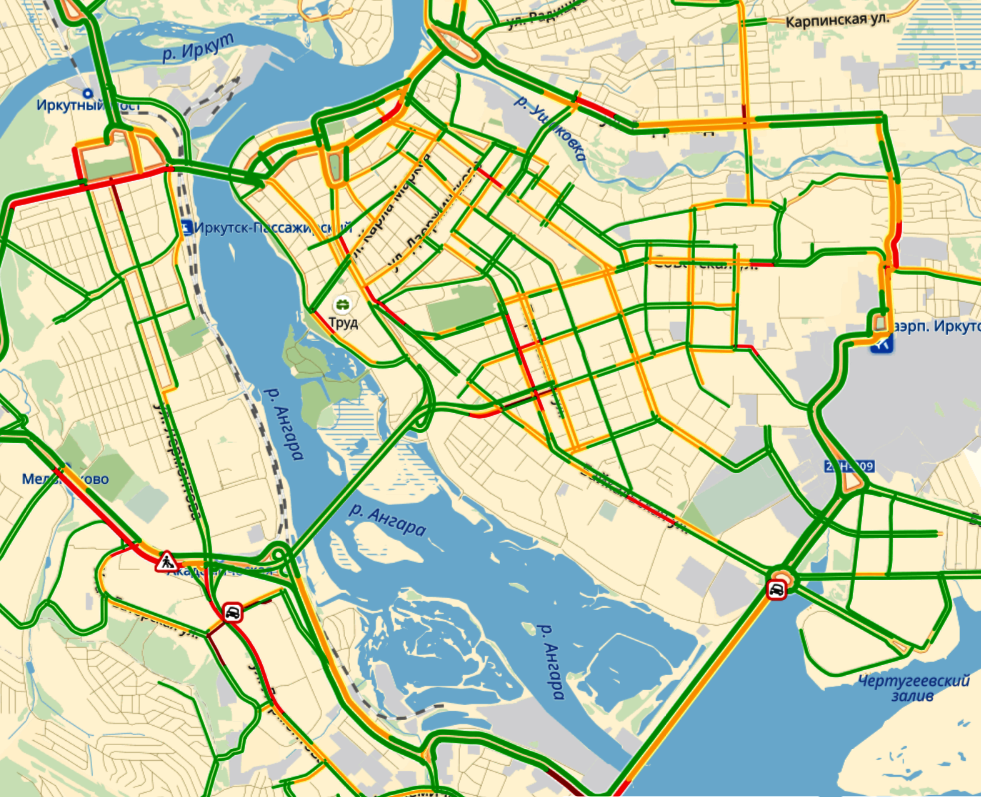 Пробки иркутск карта онлайн